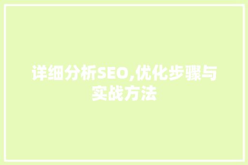 详细分析SEO,优化步骤与实战方法 SEO关键词