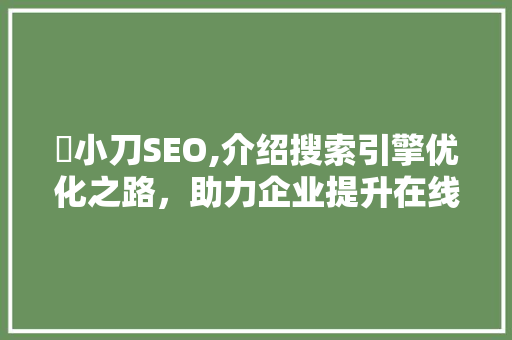 陳小刀SEO,介绍搜索引擎优化之路，助力企业提升在线竞争力 百度SEO