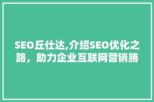 SEO丘仕达,介绍SEO优化之路，助力企业互联网营销腾飞 必应SEO