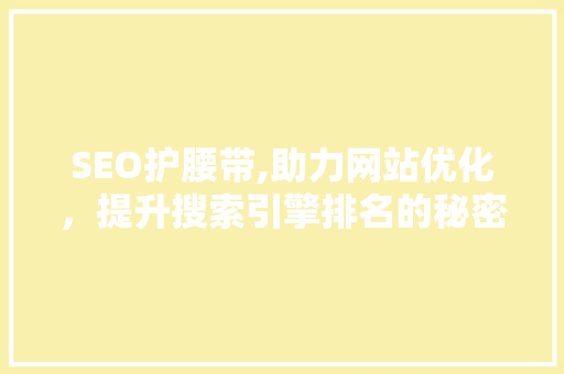 SEO护腰带,助力网站优化，提升搜索引擎排名的秘密武器 神马SEO