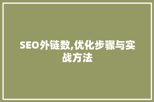 SEO外链数,优化步骤与实战方法 神马SEO