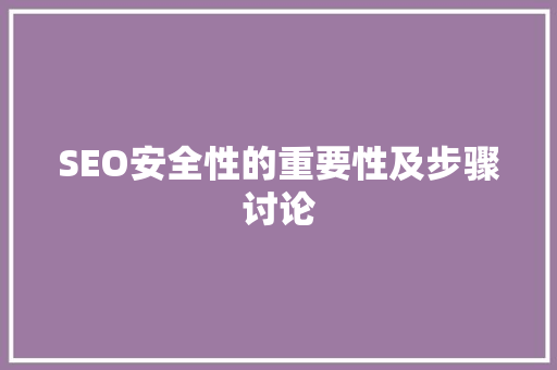 SEO安全性的重要性及步骤讨论