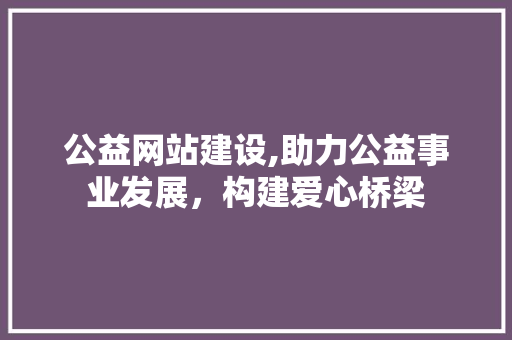 公益网站建设,助力公益事业发展，构建爱心桥梁