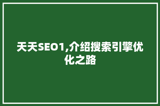 天天SEO1,介绍搜索引擎优化之路 SEO关键词