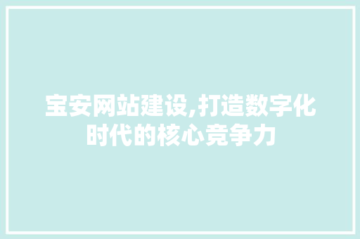 宝安网站建设,打造数字化时代的核心竞争力