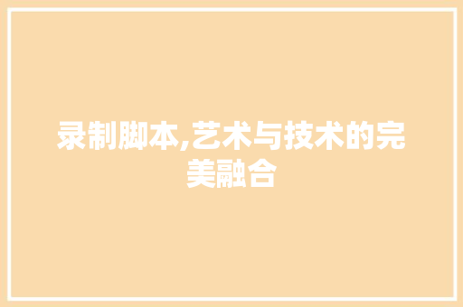 录制脚本,艺术与技术的完美融合