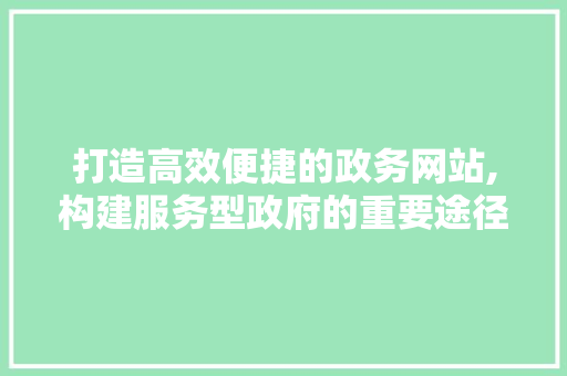 打造高效便捷的政务网站,构建服务型政府的重要途径 SEO关键词