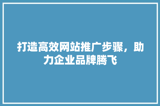 打造高效网站推广步骤，助力企业品牌腾飞 百度SEO