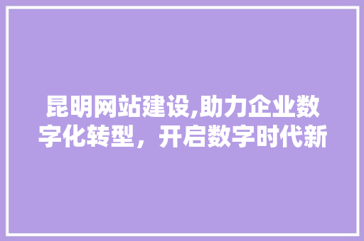 昆明网站建设,助力企业数字化转型，开启数字时代新篇章