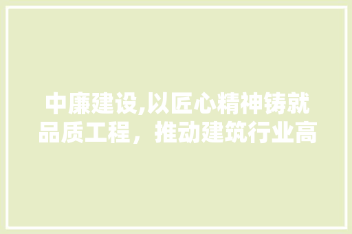 中廉建设,以匠心精神铸就品质工程，推动建筑行业高质量发展