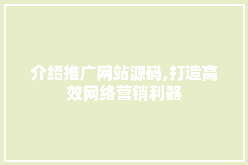 介绍推广网站源码,打造高效网络营销利器 SEO关键词