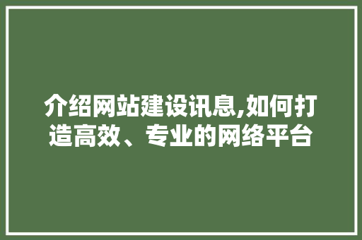 介绍网站建设讯息,如何打造高效、专业的网络平台 搜狗SEO