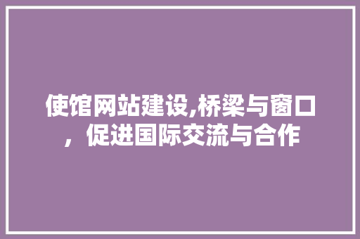 使馆网站建设,桥梁与窗口，促进国际交流与合作