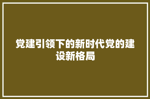 党建引领下的新时代党的建设新格局