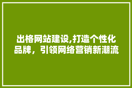 出格网站建设,打造个性化品牌，引领网络营销新潮流