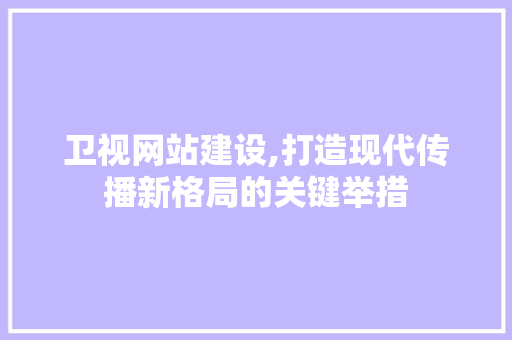 卫视网站建设,打造现代传播新格局的关键举措