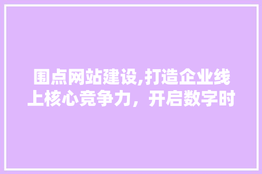 围点网站建设,打造企业线上核心竞争力，开启数字时代新篇章 网站建设公司