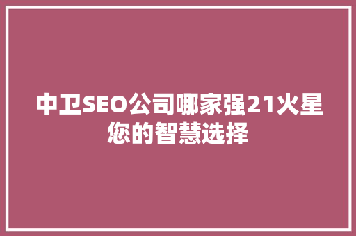 中卫SEO公司哪家强21火星您的智慧选择
