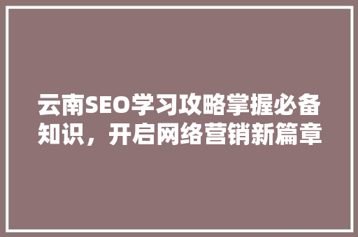 云南SEO学习攻略掌握必备知识，开启网络营销新篇章 百度SEO