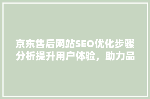 京东售后网站SEO优化步骤分析提升用户体验，助力品牌发展