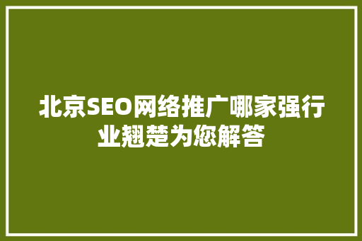 北京SEO网络推广哪家强行业翘楚为您解答 必应SEO