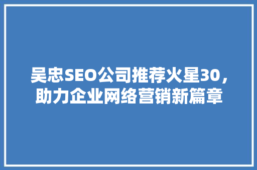 吴忠SEO公司推荐火星30，助力企业网络营销新篇章