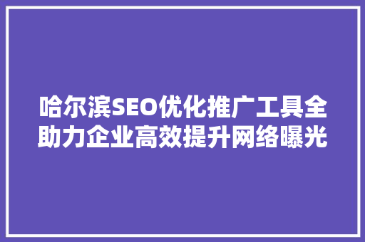哈尔滨SEO优化推广工具全助力企业高效提升网络曝光度 搜狗SEO