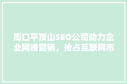 周口平顶山SEO公司助力企业网络营销，抢占互联网市场先机 SEO关键词