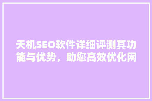 天机SEO软件详细评测其功能与优势，助您高效优化网站排名