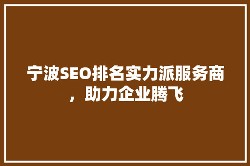 宁波SEO排名实力派服务商，助力企业腾飞