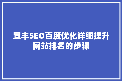 宜丰SEO百度优化详细提升网站排名的步骤