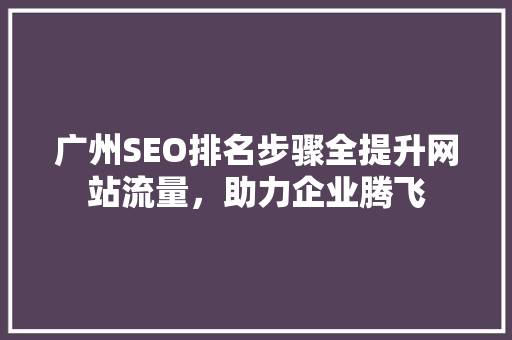 广州SEO排名步骤全提升网站流量，助力企业腾飞