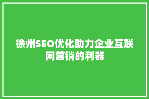 徐州SEO优化助力企业互联网营销的利器