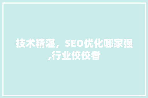 技术精湛,SEO优化哪家强,行业佼佼者 SEO关键词 技术精湛,SEO优化哪家强,行业佼佼者 SEO关键词