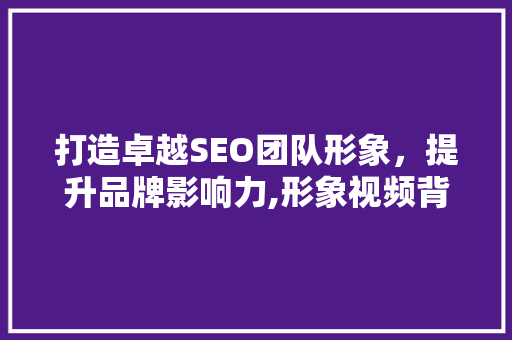 打造卓越SEO团队形象,提升品牌影响力,形象视频背后的故事 百度SEO 打造卓越SEO团队形象,提升品牌影响力,形象视频背后的故事 百度SEO