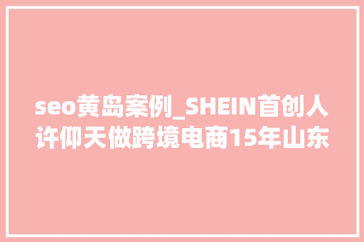 seo黄岛案例_SHEIN首创人许仰天做跨境电商15年山东淄博穷小子变百亿富豪