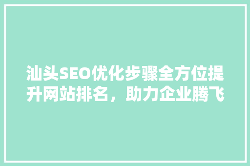汕头SEO优化步骤全方位提升网站排名，助力企业腾飞
