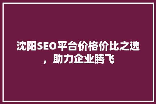 沈阳SEO平台价格价比之选，助力企业腾飞