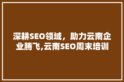深耕SEO领域，助力云南企业腾飞,云南SEO周末培训班 百度SEO