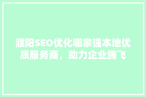 濮阳SEO优化哪家强本地优质服务商，助力企业腾飞 百度SEO