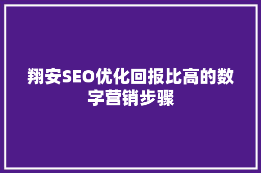 翔安SEO优化回报比高的数字营销步骤 必应SEO