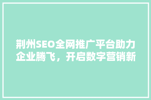 荆州SEO全网推广平台助力企业腾飞，开启数字营销新时代