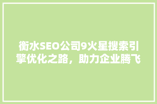 衡水SEO公司9火星搜索引擎优化之路，助力企业腾飞