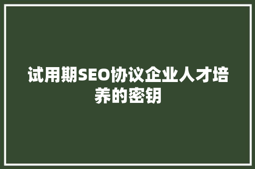 试用期SEO协议企业人才培养的密钥 SEO关键词
