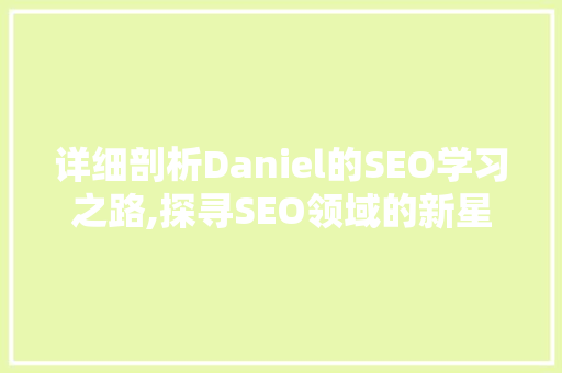 详细剖析Daniel的SEO学习之路,探寻SEO领域的新星