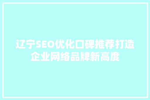 辽宁SEO优化口碑推荐打造企业网络品牌新高度