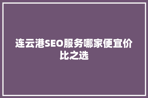 连云港SEO服务哪家便宜价比之选