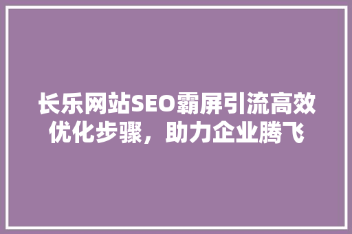 长乐网站SEO霸屏引流高效优化步骤，助力企业腾飞