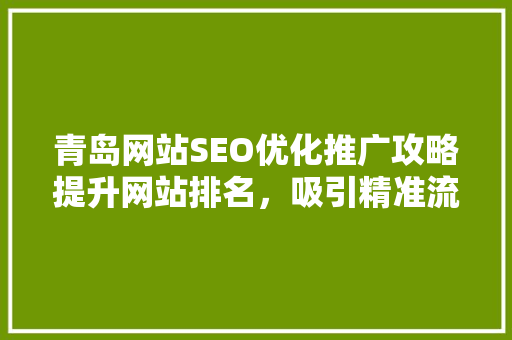 青岛网站SEO优化推广攻略提升网站排名，吸引精准流量 必应SEO