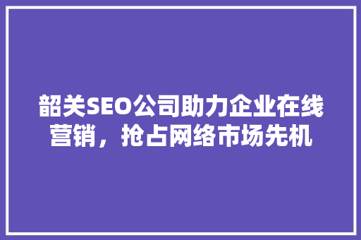 韶关SEO公司助力企业在线营销，抢占网络市场先机 神马SEO